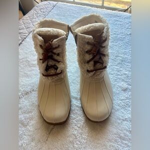 Sperry’s Women’s Top-Sider Rain Duck Boots, Size 6 Cream Boots